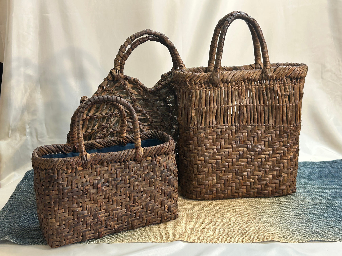 ◎純国産◎山葡萄手提げー変わり亀甲ー(Wild grape basket bag)
