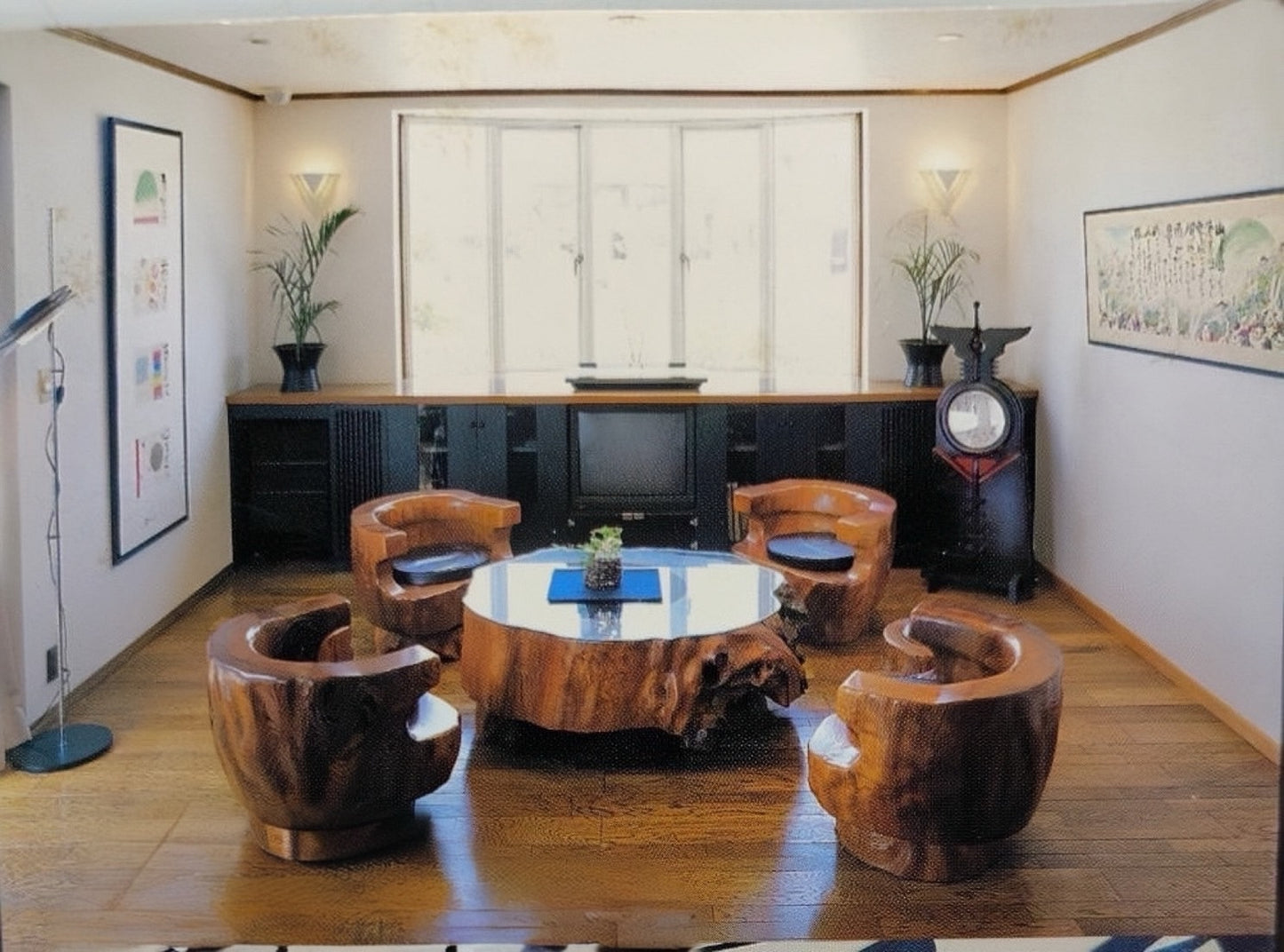 屋久杉応接セット(7点) Yakusugi Japanese Cedar 7-Piece Living Room Set | Handmade Japanese Wooden Furniture