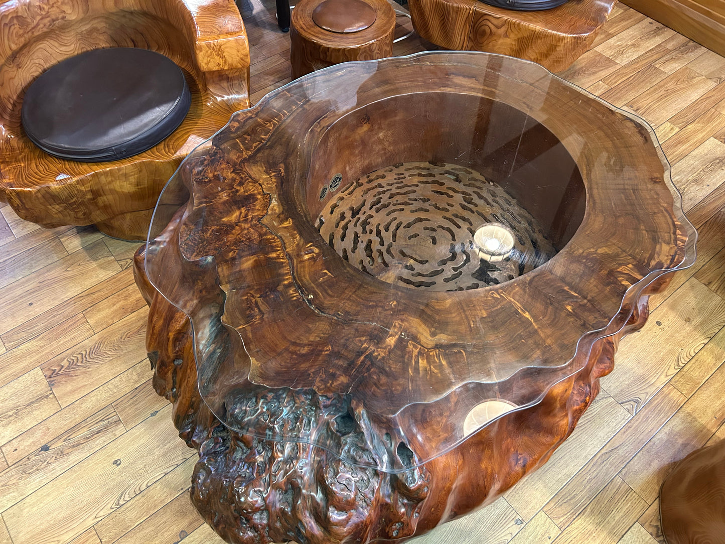 屋久杉応接セット(7点) Yakusugi Japanese Cedar 7-Piece Living Room Set | Handmade Japanese Wooden Furniture