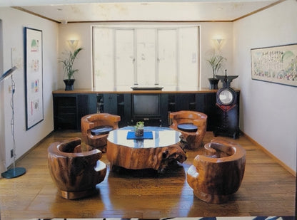 屋久杉応接セット(7点) Yakusugi Japanese Cedar 7-Piece Living Room Set | Handmade Japanese Wooden Furniture